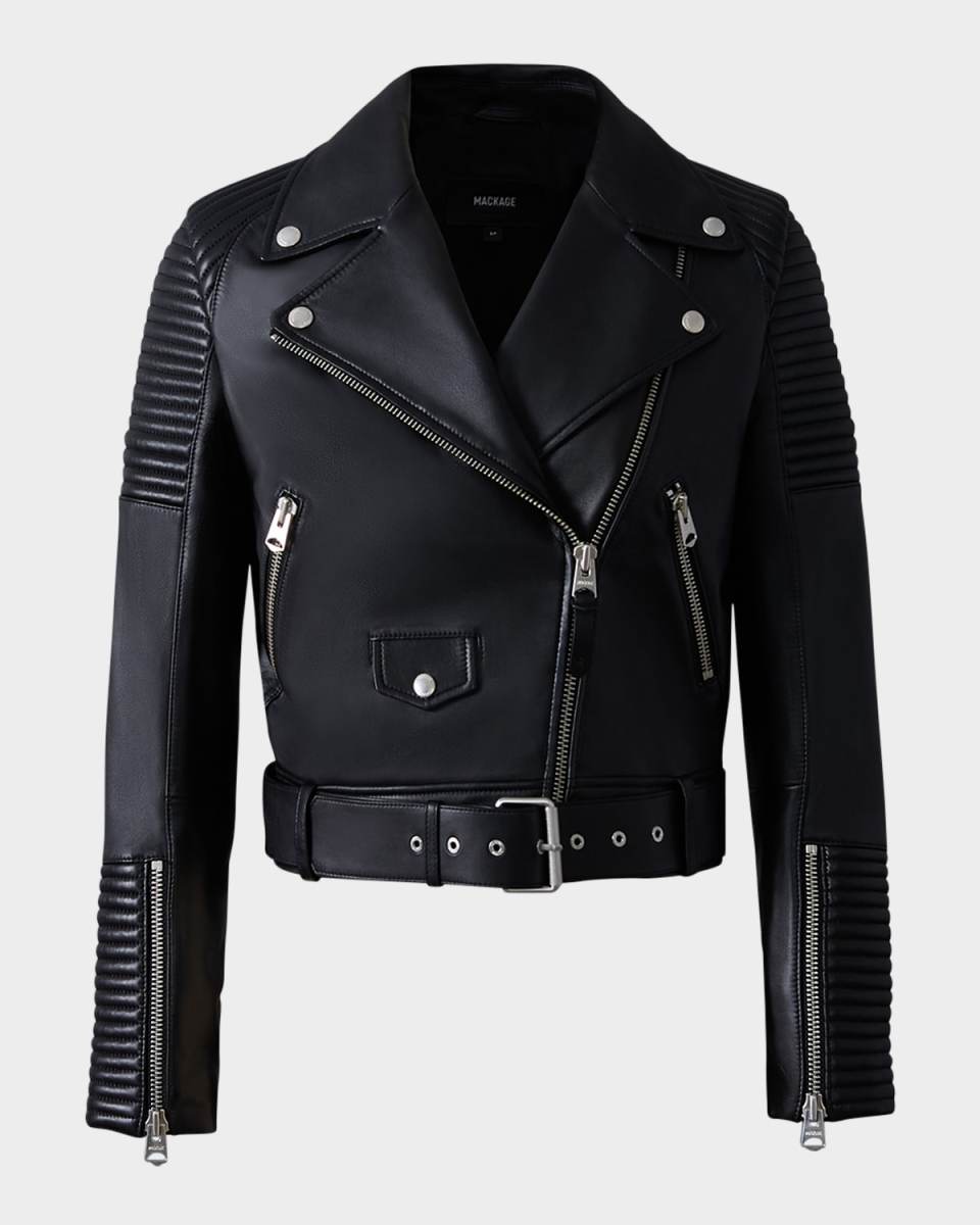 Masina Lamb Leather Biker Jacket